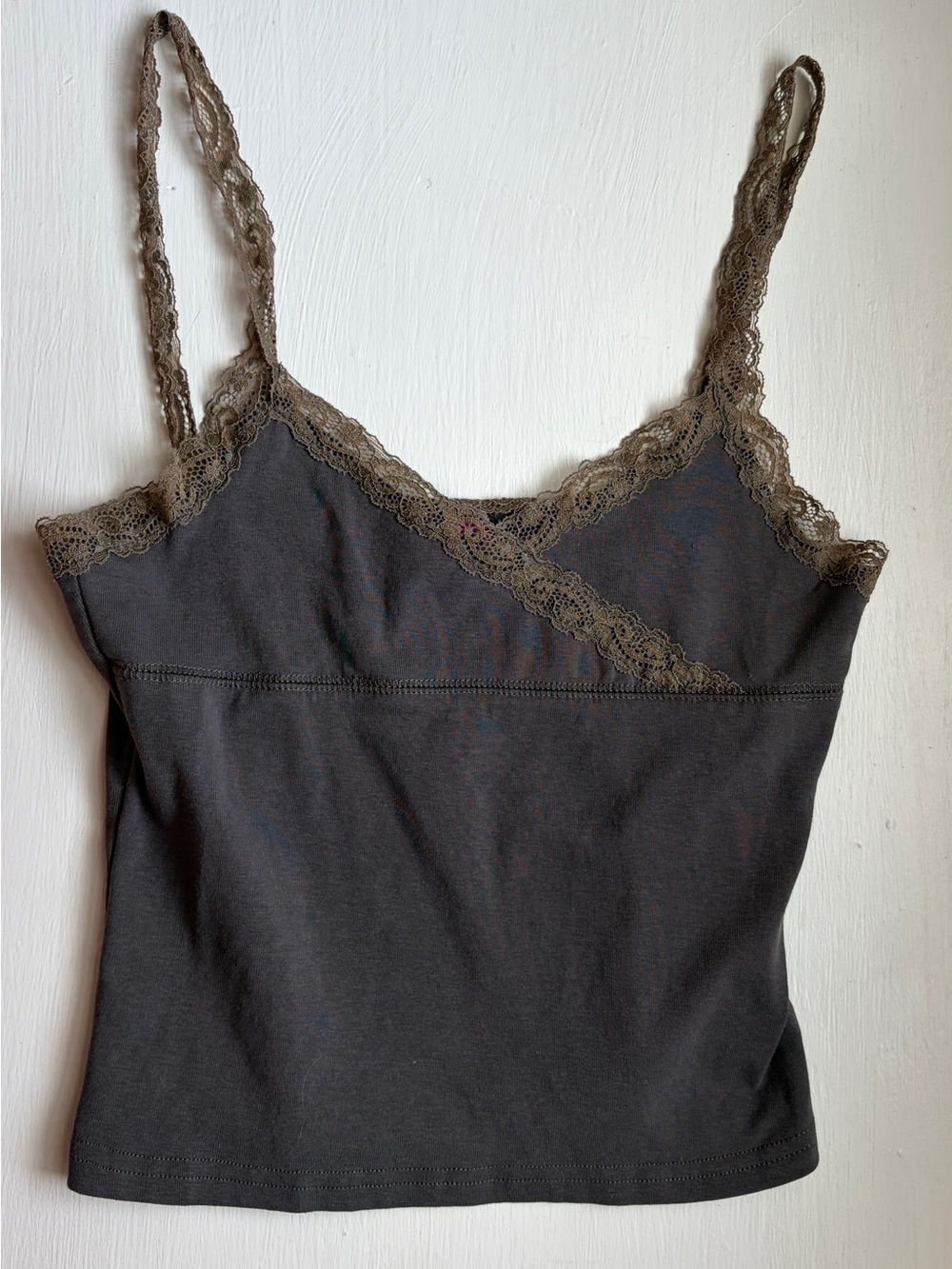 Edikted Charcoal Gray Lace-Trim Camisole